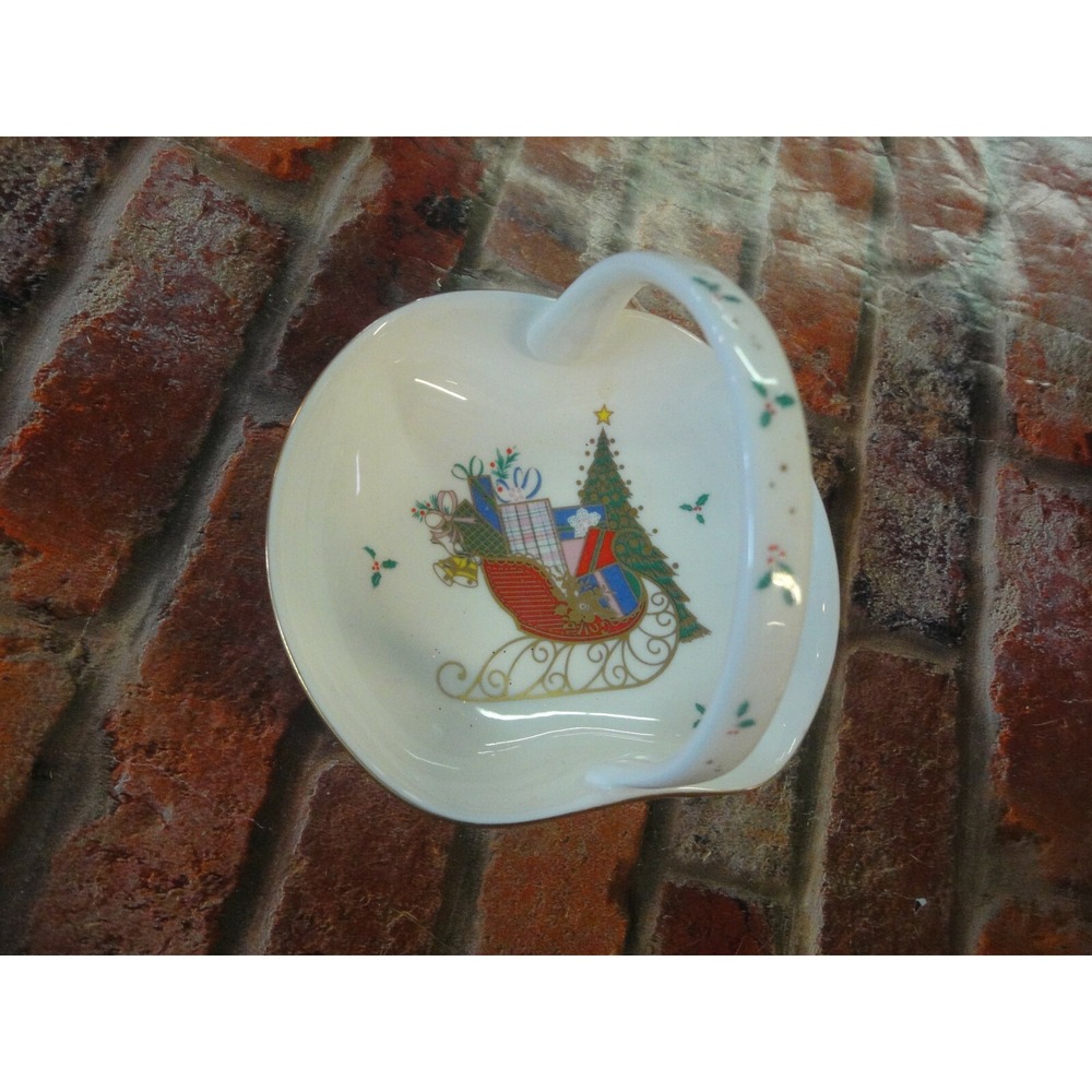 Mikasa bone china FX033 Christmas cheer Japan made‎ basket candy dish Cute